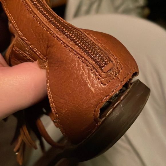 Sam Edelman Griffen Gladiator Fringe Leather Boho Thong Sandals size 9 Brown - Picture 5 of 16